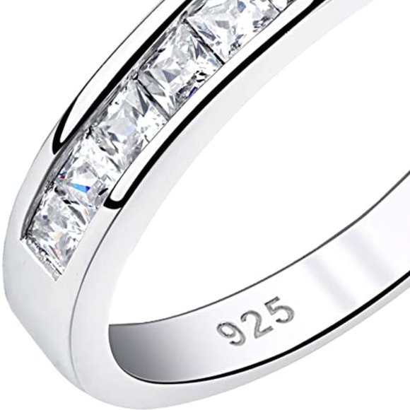 💎 0.8ctw CZ Eternity Ring – 925 Sterling Silver 💋 - Picture 3 of 6